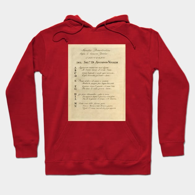 Vivaldi | Winter | Original handwritten text by Antonio Vivaldi | The four Seasons Hoodie by Musical design